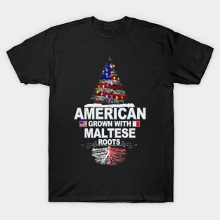 Christmas Tree  American Grown With Maltese Roots - Gift for Maltese From Malta T-Shirt